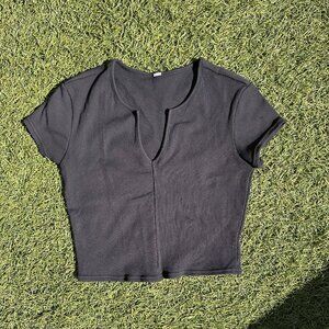 Alo Yoga Ribbed Crop Savvy Short Sleeve Shirt Top